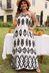 Bohemian Aztec Print H Line Halter Maxi Dress