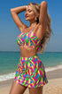 Abstract Pattern Square Neck Skirted Two Piece Swimsuit