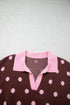 Polka Dot Pattern Collared Loose Pullover Sweater