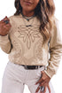 Western Embroidery Round Neck Pullover Long Sleeve Sweatshirt
