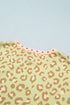 Leopard Polka Dot Trim Long Sleeve Top