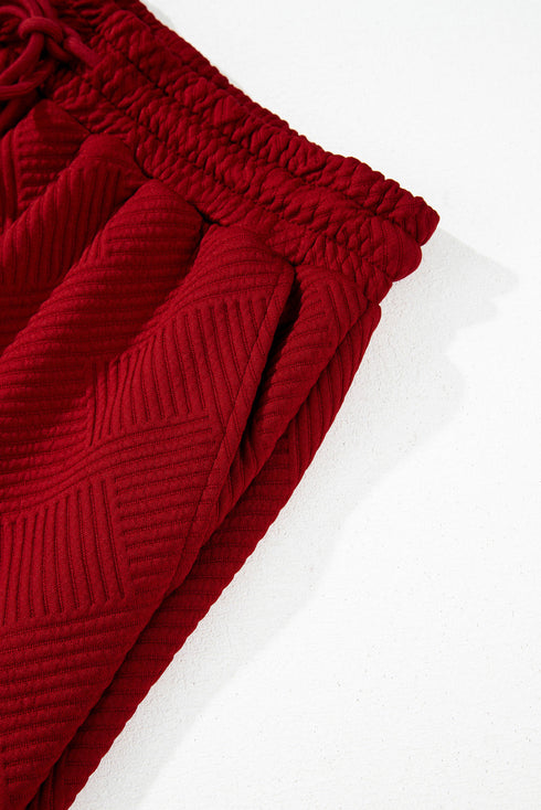 Textured Solid Loose Fit Wide Leg Pant Set