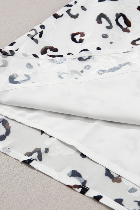 Abstract Animal Print Ruffle Cuff Button Front Blouse