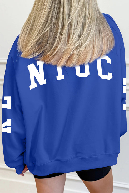 Kentucky Letter Print Mock Neck Graphic Sweatshirt