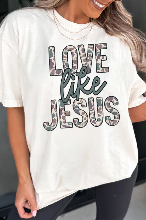 Polyester Camo Letter Print Short Sleeve Tee
