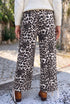 Cotton Denim Leopard Print Drawstring Jogger Jeans
