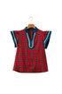 Plaid V Neck Short Sleeve Shift Silhouette Blouse