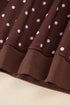Polka Dot Print Collar Pullover Metal Button Sweatshirt