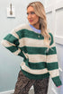 Polyester Striped Pattern Drop Shoulder Pullover Sweater
