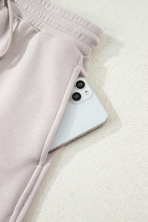 Solid Drop Shoulder Pullover Drawstring Mini Skirt Two Piece Dress