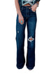 High Rise Ripped Straight Leg Western Denim Jeans