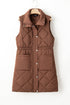 Casual Quilted Longline Stand Collar Puffer Vest