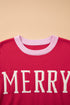 Drop Shoulder Round Neck Letter Print Sweater