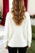 Embroidered Wreath Applique Round Neck Graphic Knit Sweater