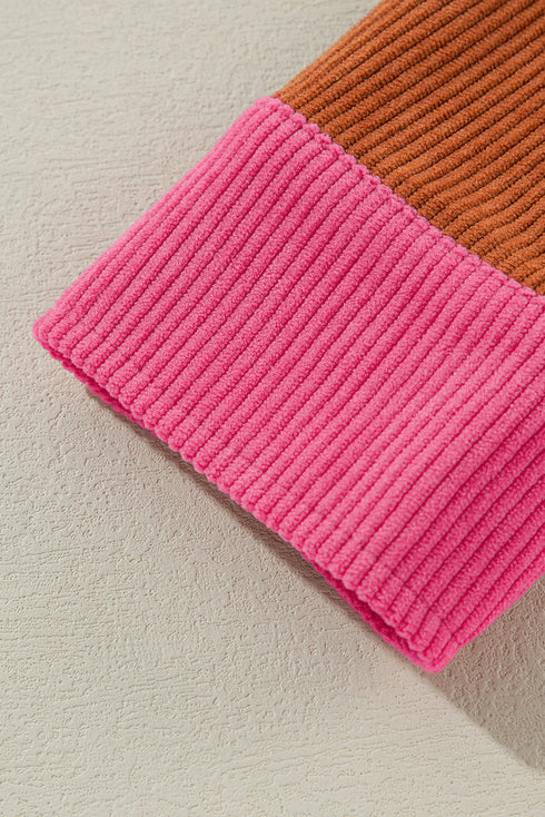 Casual Curved Hem Corduroy Pocket Shirt Jacket