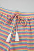 Striped Crew Neck Tassel Drawstring Matching Short Set