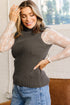 Western Ribbed Knit High Neck Slim Fit Sweater Vest