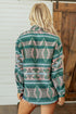 Aztec Geometric Print Button Front Long Sleeve Shacket