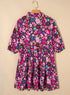 Abstract Pattern Collared Tiered Puff Sleeve Mini Dress