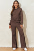 Collared Raglan Sweatshirt And Wide Leg Pant Set