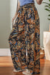 Bohemian Floral Print Smocked Waist Wide Leg Pants