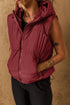 Solid Quilted Zip Front Hooded Puffer Vest
