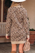 Mock Neck Animal Print Knit Sweater Dress