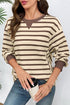 Striped Pattern Patchwork Ribbed Cuff Pullover Sweatshirt