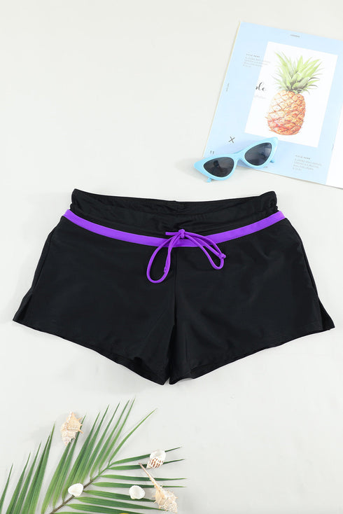 Contrast Waistband Tie Front Swim Shorts