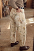 Denim Retro Floral Print Relaxed Barrel Jeans