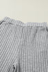 Ribbed Knit Wide Leg Slouchy Two Piece Loungewear