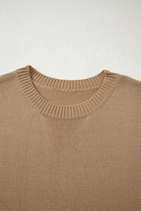 Oversized Chunky Knit Crew Neck Sweater Dress