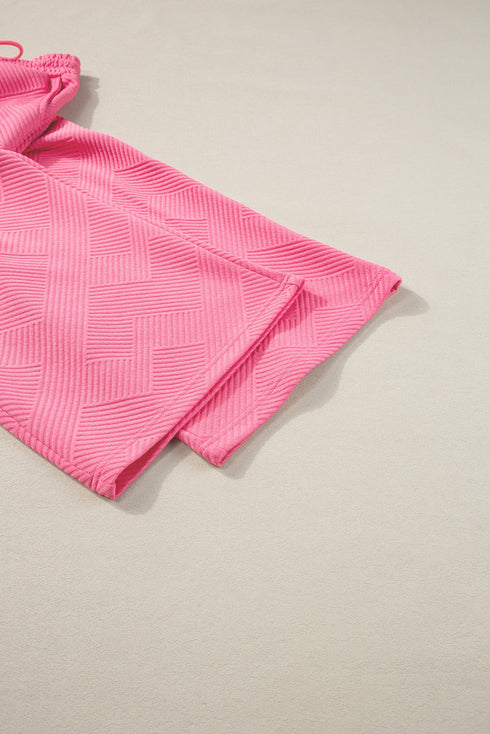 Textured Solid Loose Fit Wide Leg Pant Set