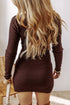 Ribbed Mock Neck Long Sleeve Sweater Dress