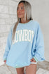 Embroidered Cowboy Letter Print Long Sleeve Round Neck Sweatshirt