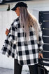 Modern Textured Plaid Print Flap Pocket Shacket