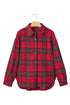 Pure Polyester Plaid Pattern Button Front Shacket