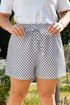 Checkerboard Pattern Lace Up High Waist Shorts