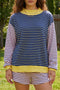 Stripe Block Ribbed Pullover Shorts Set