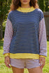 Stripe Block Ribbed Pullover Shorts Set