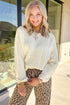 Cable Detail Loose Round Neck Textured Knit Sweater
