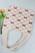 Cable Knit Argyle Pattern Bow Accent Double Handle Tote Bag