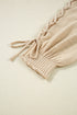 Cable Knit Braided Tie Sleeve Open Front Cardigan