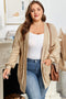 Cable Knit Braided Tie Sleeve Open Front Cardigan