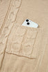 Cable Knit Braided Tie Sleeve Open Front Cardigan