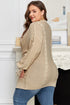 Cable Knit Braided Tie Sleeve Open Front Cardigan