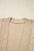 Cable Knit Braided Tie Sleeve Open Front Cardigan