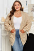 Cable Knit Braided Tie Sleeve Open Front Cardigan