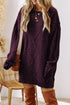 Cable Knit Drop Shoulder Loose Fit Sweater Dress
