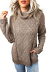 Cable Knit High Neck Drop Shoulder Sweater